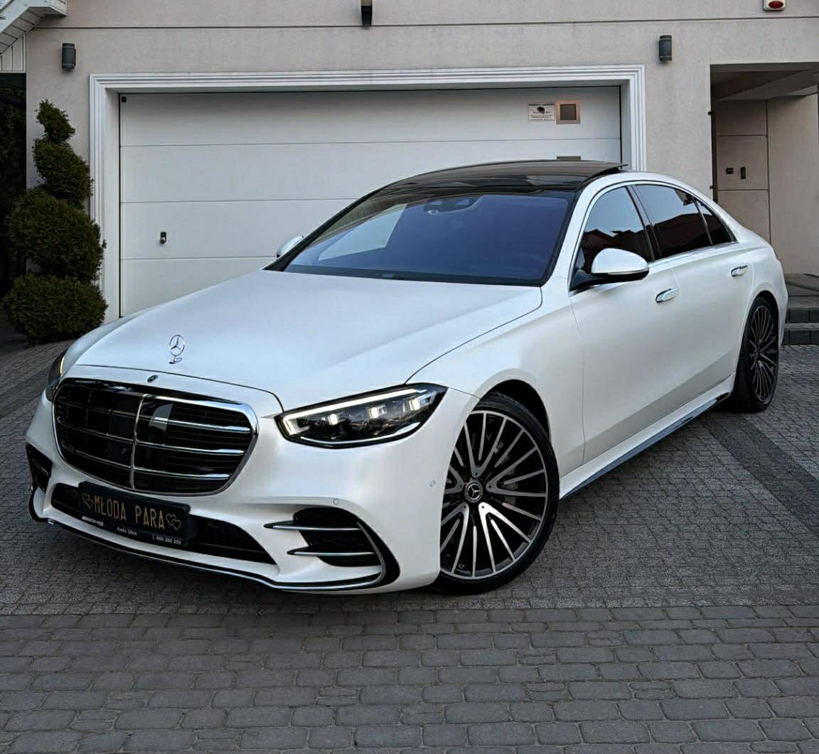 Matowo-Biały Mercedes-Benz Klasy S580 W223 4.0 v8 503km – urzeczywistnienie luksusu z v8 ! Możliwość prowadzenia !