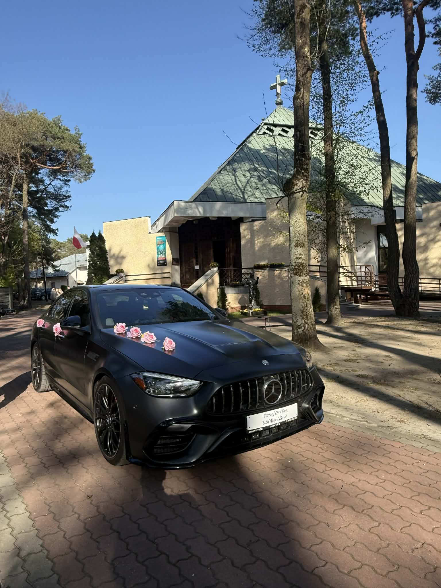 Czarny-matowy Mercedes C 63 S E-Performance – 680 KM Emocji na Twój Ślub / możliwość prowadzenia